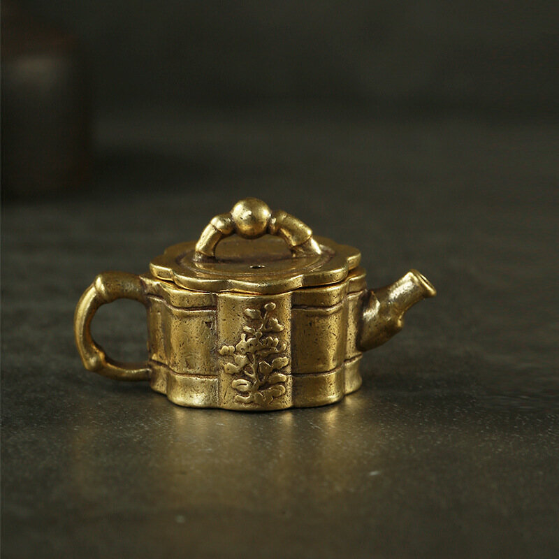 Tượng Đồng Nhỏ Trang Trí Trung Quốc, Tượng Động Vật Cổ Điển Trang Trí Ấm Đun Nước Bằng Đồng Thau