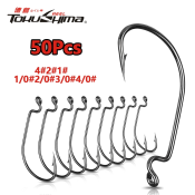 TOKUSHIMA 50pcs/ Set Fishing Hook Carbon Steel Crank hook