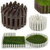 JS Mini Fence Garden Decor Kit - Wood Accessories for Fairy Garden