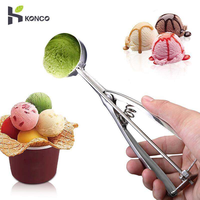 Konco 6Cm Thép Không Gỉ thìa ăn kem Nghiền Khoai Tây Dưa Hấu Thạch tay cầm lò xo Scoop Cookie phụ kiện nhà bếp