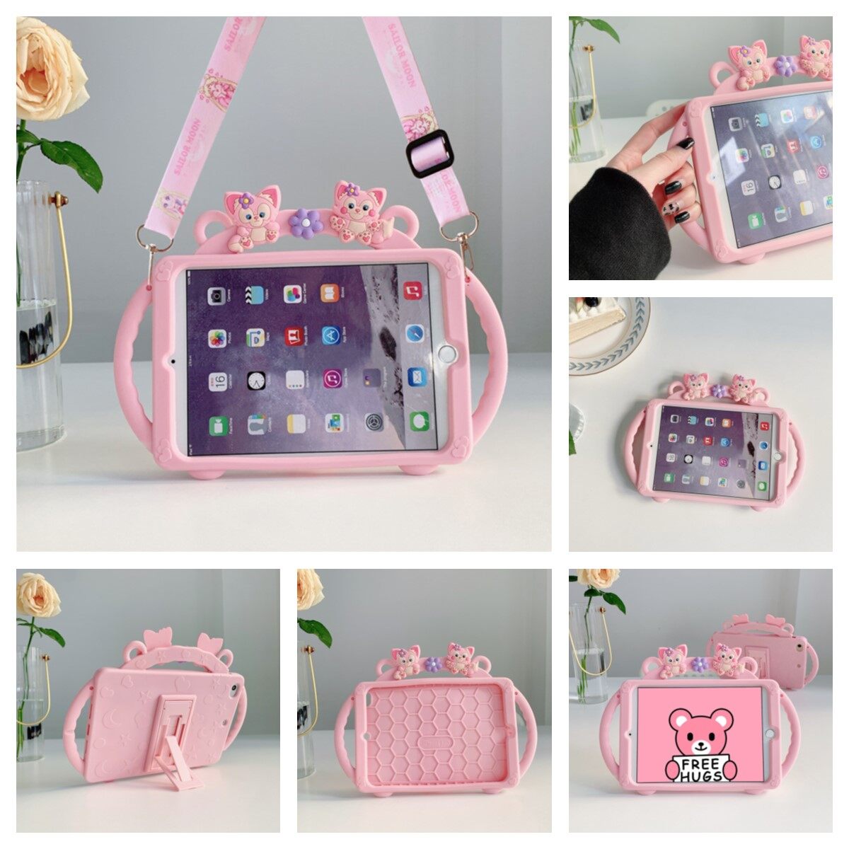 Ốp Lưng Trẻ Em Mèo Màu Hồng Dễ Thương Cho iPad 10.2 7th 8th 9th 9.7 5th 6th 2017 Gen / Mini 1 2 3 4 5 6th/ Air 1st 2nd 3rd 4th Gen 2018/Pro 11-In 1st 2nd 2nd Gen 10.9 ốp Chống Sốc Đứng Thế Hệ Thứ 3/Pro 10.5 9.7-In/iPad 2 / 3 / 4