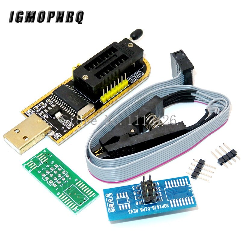 Ch341a 24 25 loạt eeprom flash bios bộ lập trình usb mô-đun + soic8 sop8 kẹp thử cho eeprom 93cxx/25cxx/24cxx