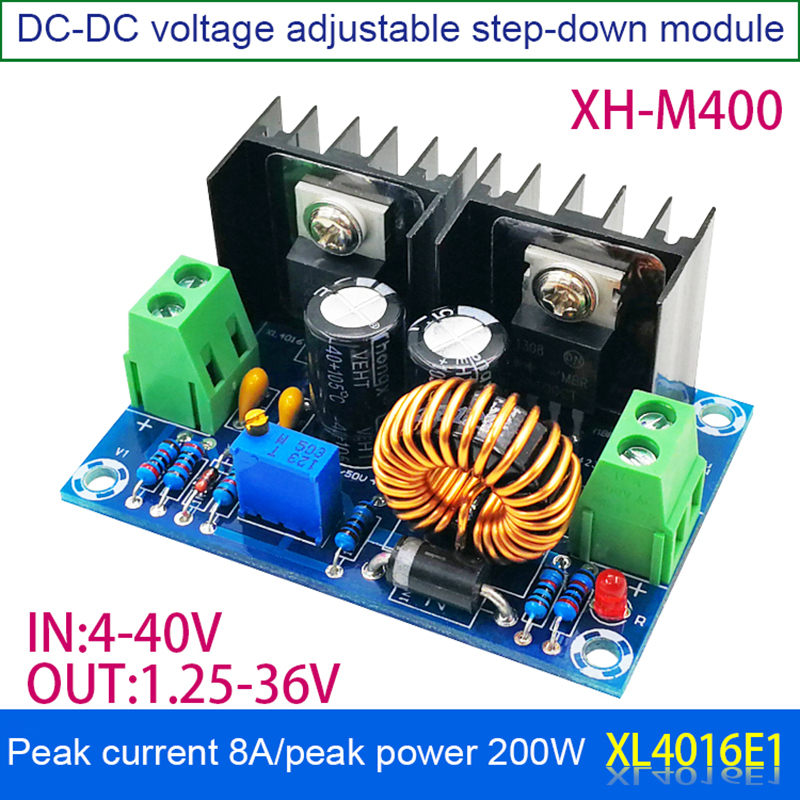Xh-m400 8a mô-đun giảm điện áp xl4016e1 dc-dc điều chỉnh điện áp công suất cao với bộ ổn áp