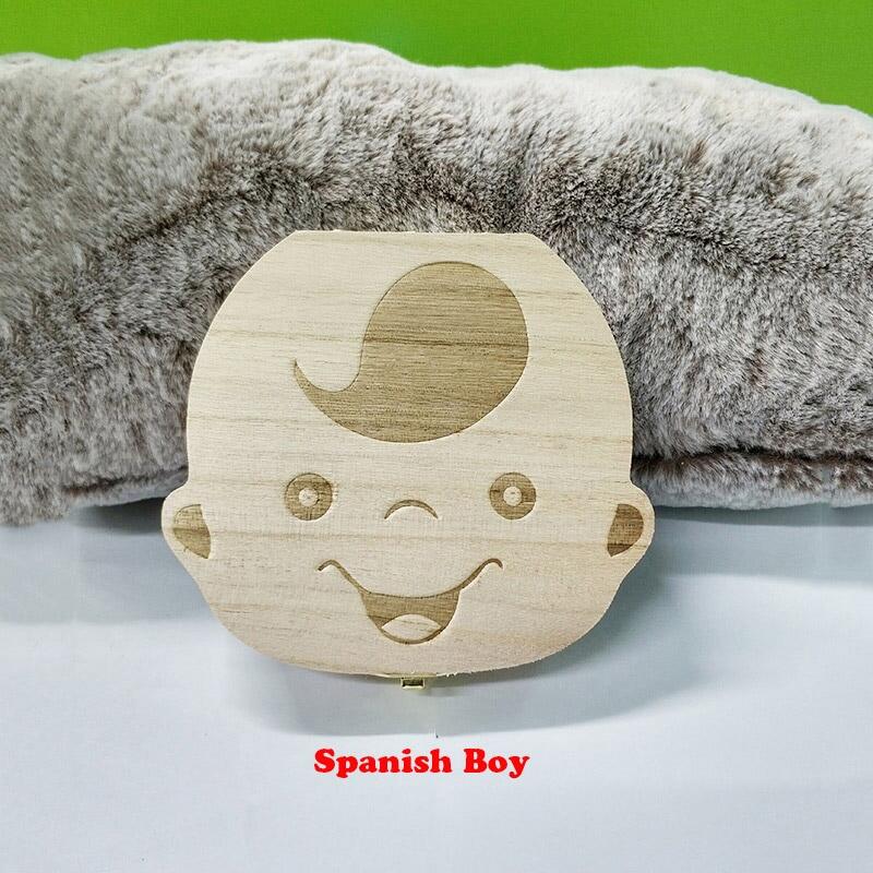 【HOT】 Hộp Xếp Đồ Bằng Gỗ Cho Bé Hộp Đựng Đồ Lưu Trữ Răng Tiếng Anh Tây Ban Nha Cho Bé Trai Bé Gái Đồ Lưu Niệm Tiết Kiệm Rốn