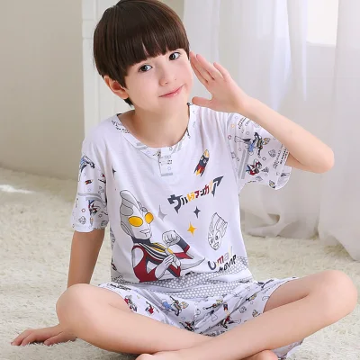 New Cartoon Cute Kids Pajamas Set Boys Short Sleeve Summer Sleepwear Clothing Toddler Children Lovely Pyjamas Suit (1)