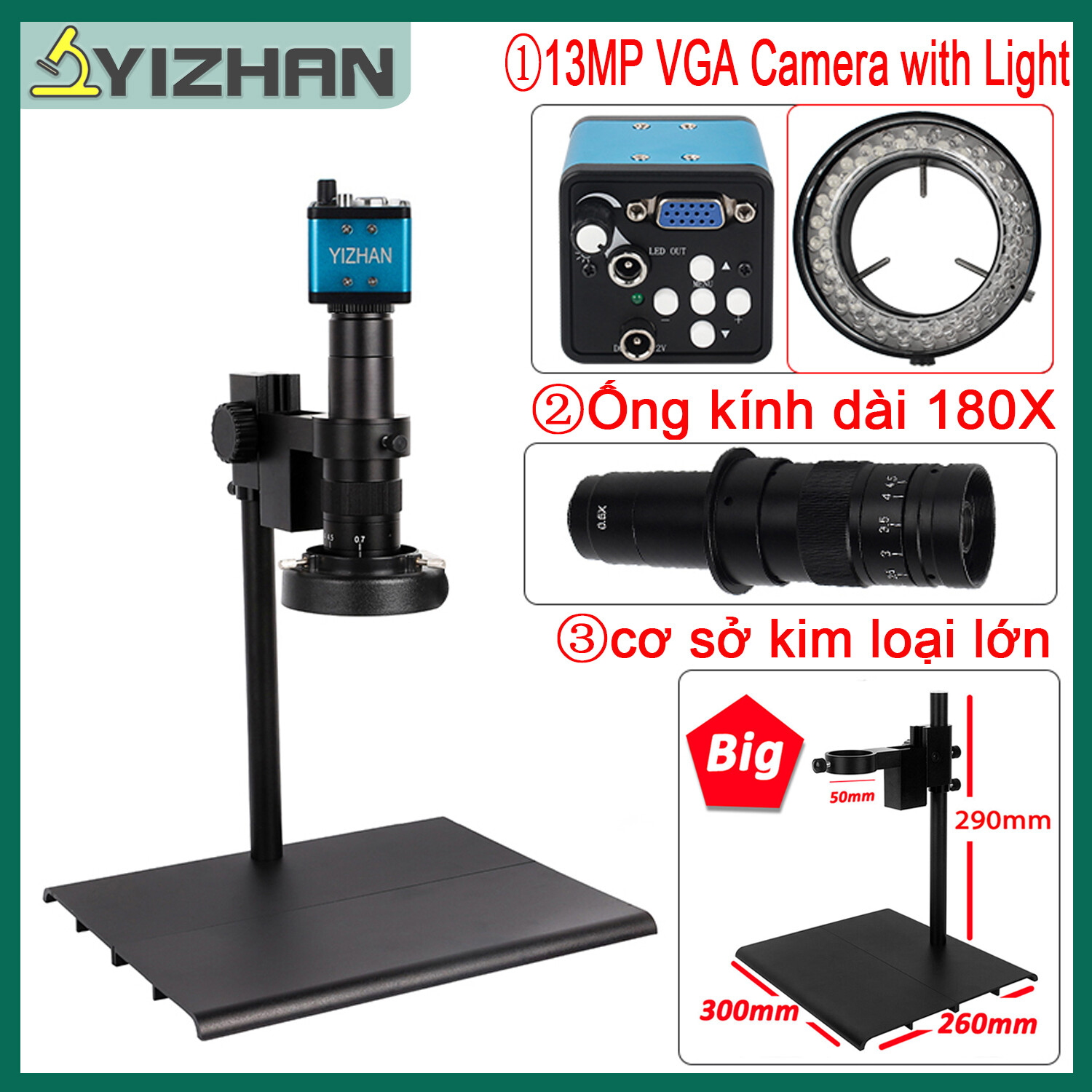 Máy ảnh kính hiển vi vga 13mp video kỹ thuật số ống kính zoom liên tục 180x c-mount ống kính hàn điện thoại di động dụng cụ sửa chữa đèn led