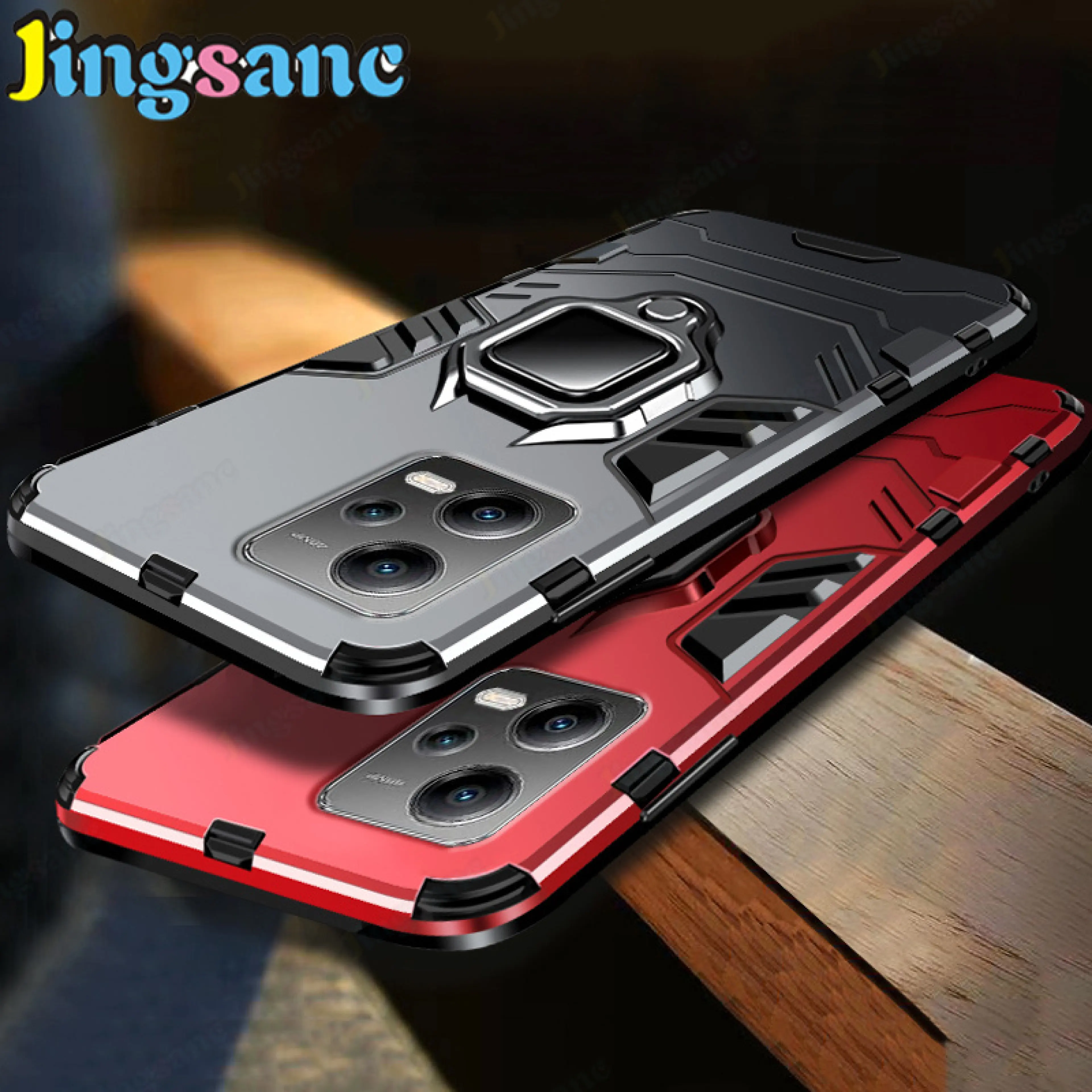 Jingsanc For Xiaomi POCO X5 5G Case Shockproof Casing With 360 Rotating Car Holder Adsorption Hard PC+Soft Silicone Frame Protection Back Cover xiaomi poco x5 5g