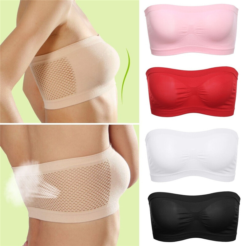Women'S Lace Cleavage Cover Up Mock Camisole Bra Underwears Strapless  Insert Wrapped Chest Invisible Clip-On Adjustable Tube Top