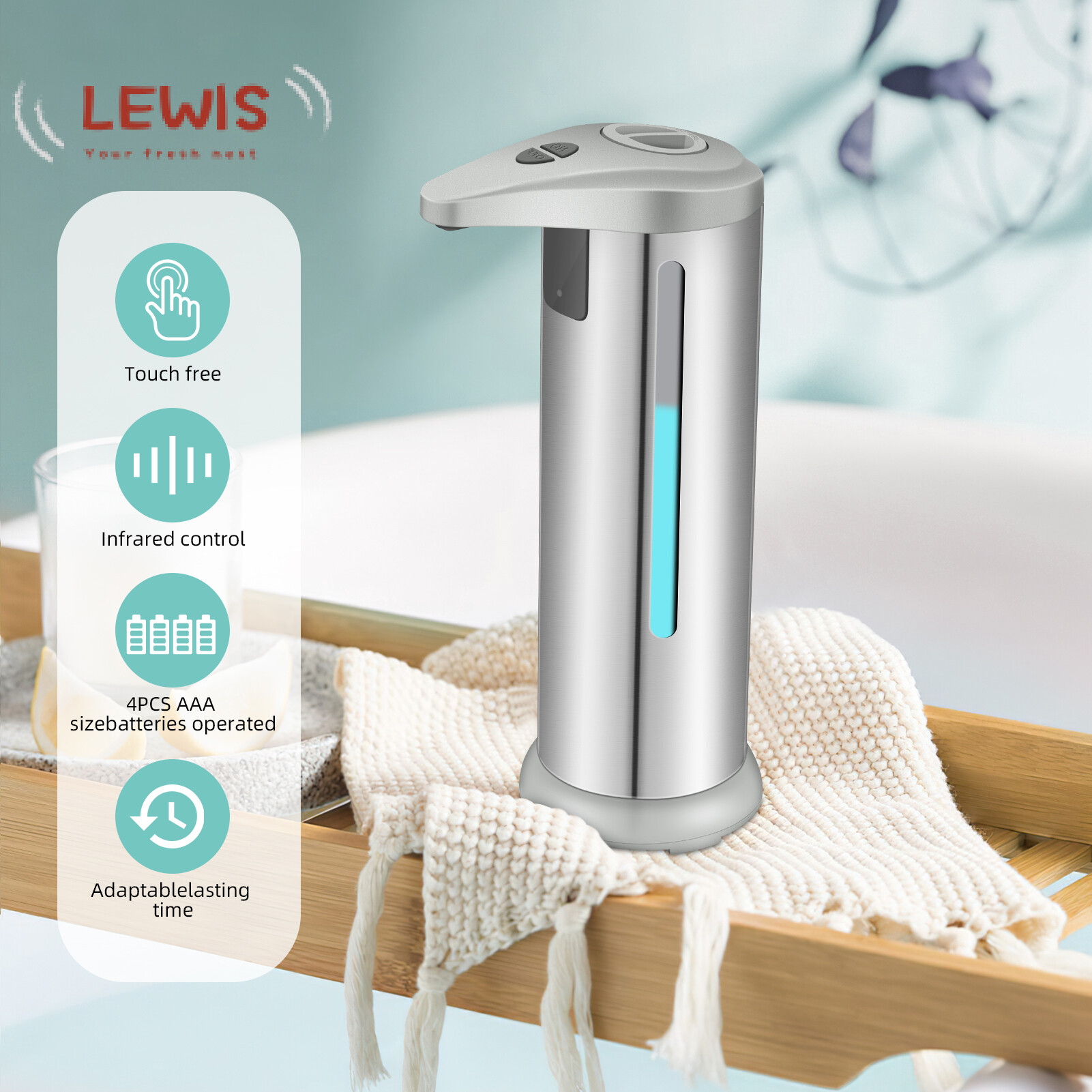 Lewis cảm biến tự động xà phòng quả dung tích lớn chất lỏng xà phòng container 280ml