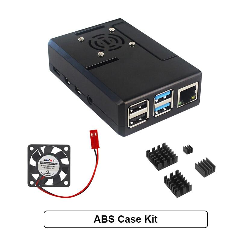 Vỏ raspberry pi 4 abs vỏ nhựa nâng cấp hộp màu đen/trong suốt có quạt làm mát/tản nhiệt tùy chọn cho raspberry pi 4 model b