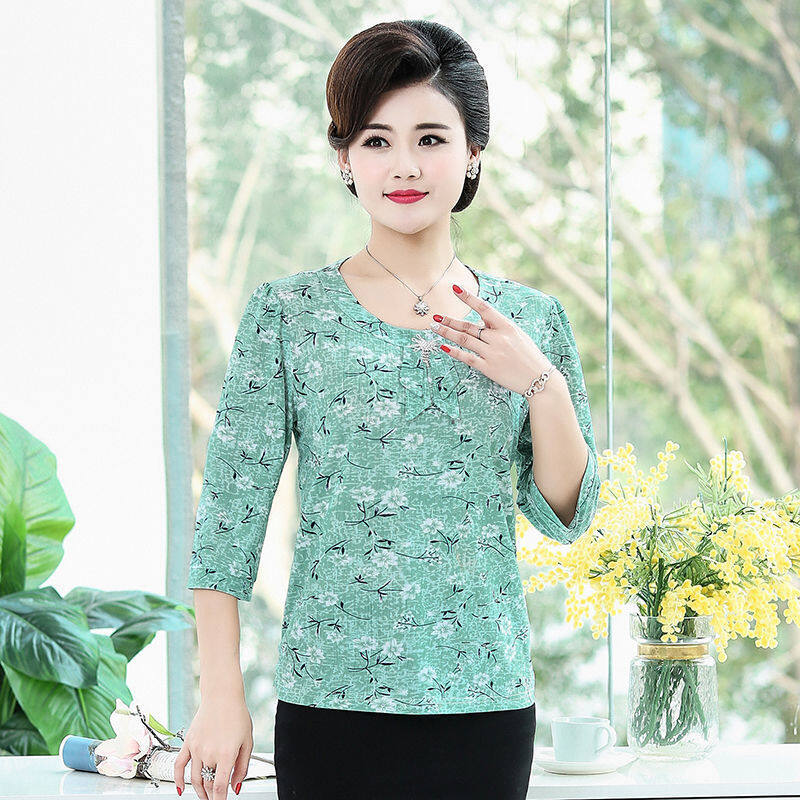 【Sw】áo Phông Mẹ Mặc Mùa Hè Mới, Áo Cánh Nữ Trung Niên Và Người Già Dáng Rộng Ngoại Cỡ 40-50 Tuổi