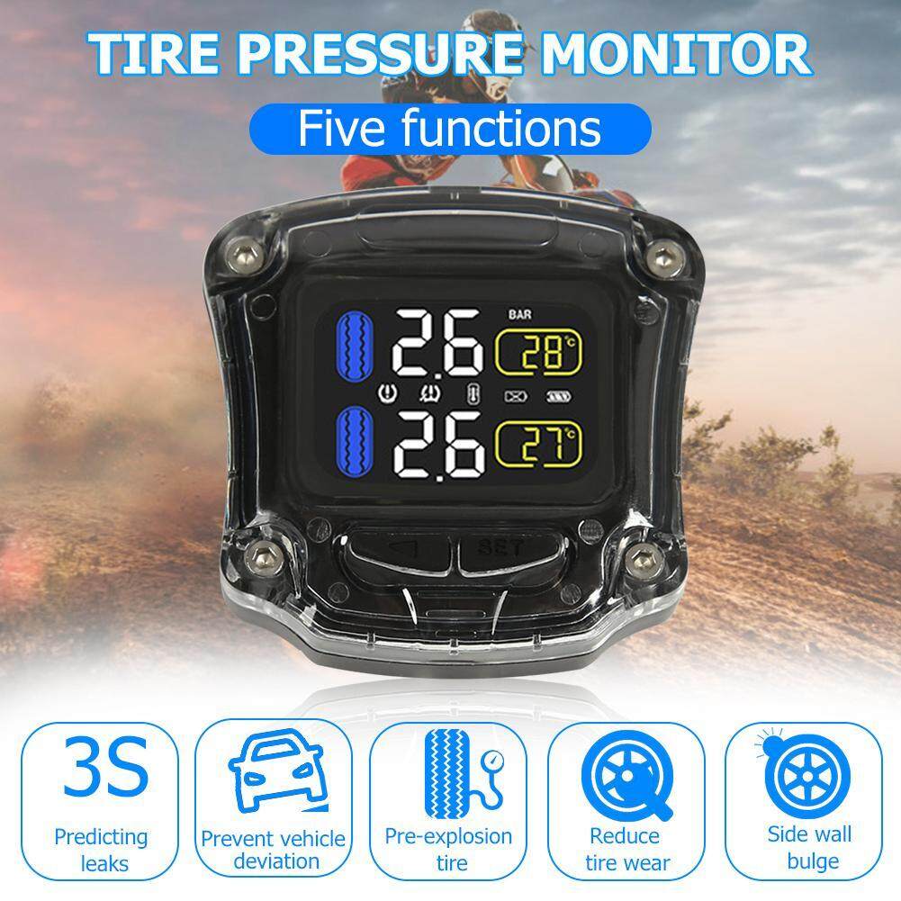 รถจักรยานยนต์แรงดันยาง TMPS เครื่องวัดความดันลมยาง 2 เซ็นเซอร์ภายใน