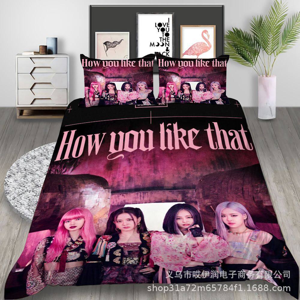 fashion hot blackpink korea style 3d digital how do you like it printing bedding set 1 bedsheet cover 1 2 pillowcases jennie rose lisa jisoo lazada