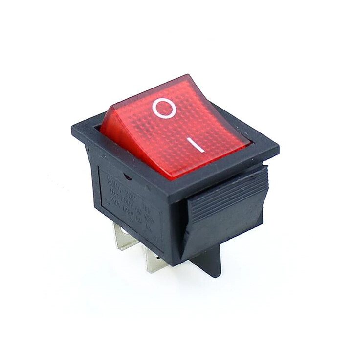 Công tắc bập bênh kcd4 15a 150v 4 chân có đèn 2 chế độ