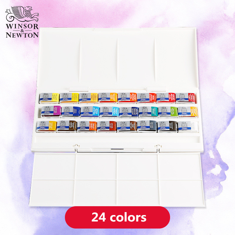 WINSOR&NEWTON Artist level Solid Watercolor Paint 12/24/36/45 Color Cotman Senior Water color Half Pans Mini Watercolor Pigment Art Supplies