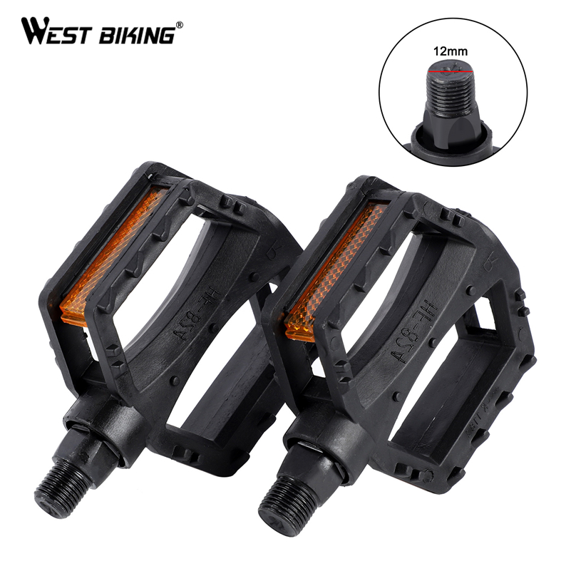 WEST BIKING Bicycle Padels for Kids Anti-Slip and Lightweight Bike Pedals 12mm/14mm Screw Thread Children's Bike Padels Safety Warning Reflector Children Cycling Pedals - ยี่ห้อ West Biking ราคา 110 บาท*ส่งฟรี