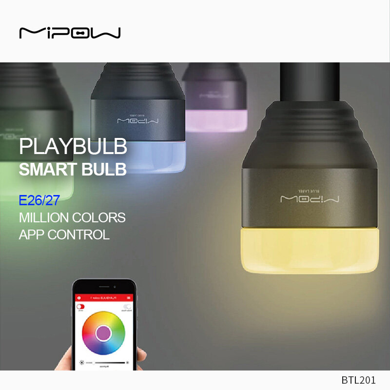Mipow playbulb bóng đèn led thông minh bluetooth e26/e27 đèn ma thuật đèn đánh thức có thể điều chỉnh độ sáng điều khiển bằng ứng dụng bluetooth rgb nhiều màu