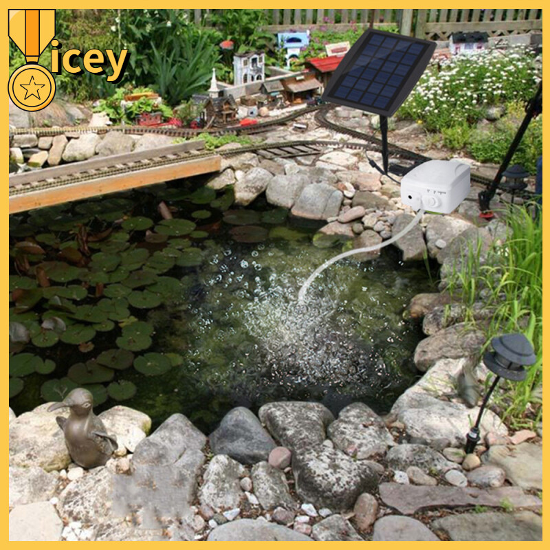 [Nhiều sản phẩm] Bộ dụng cụ máy bơm không khí bơm oxy năng lượng mặt trời 3W của cửa hàng iceyhome có thể sạc qua USB Máy tạo oxy bể cá cảnh trang trí sân vườn AO ngoài trời