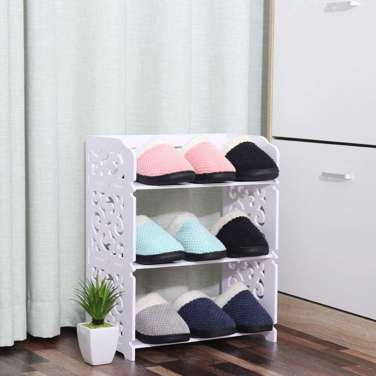 Shop Generic 3/4/5 Tier Wooden J Shoe Rack Organiser Entryway Storage