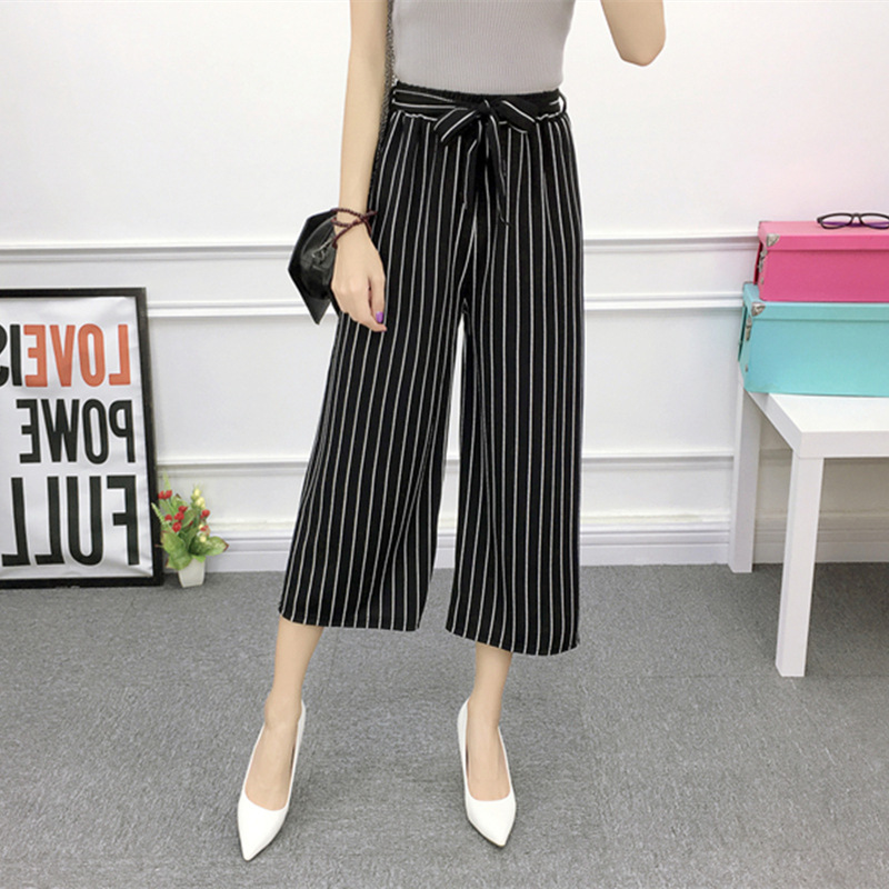 Fashion Summer High Waist Plaid Striped 