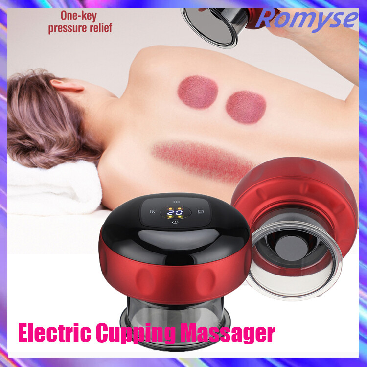 Romyse Máy Mát Xa Giác Hơi Thở Thông Minh 3 Trong 1 Với 2 Chế Độ Sạc USB Màn Hình LCD Cạo Nhiệt Chân Không Mát Xa Cơ Thể Áp Lực Âm Để Giảm Mệt Mỏi Cơ Thể Và Ẩm Ướt Dụng Cụ Chăm Sóc Sức Khỏe