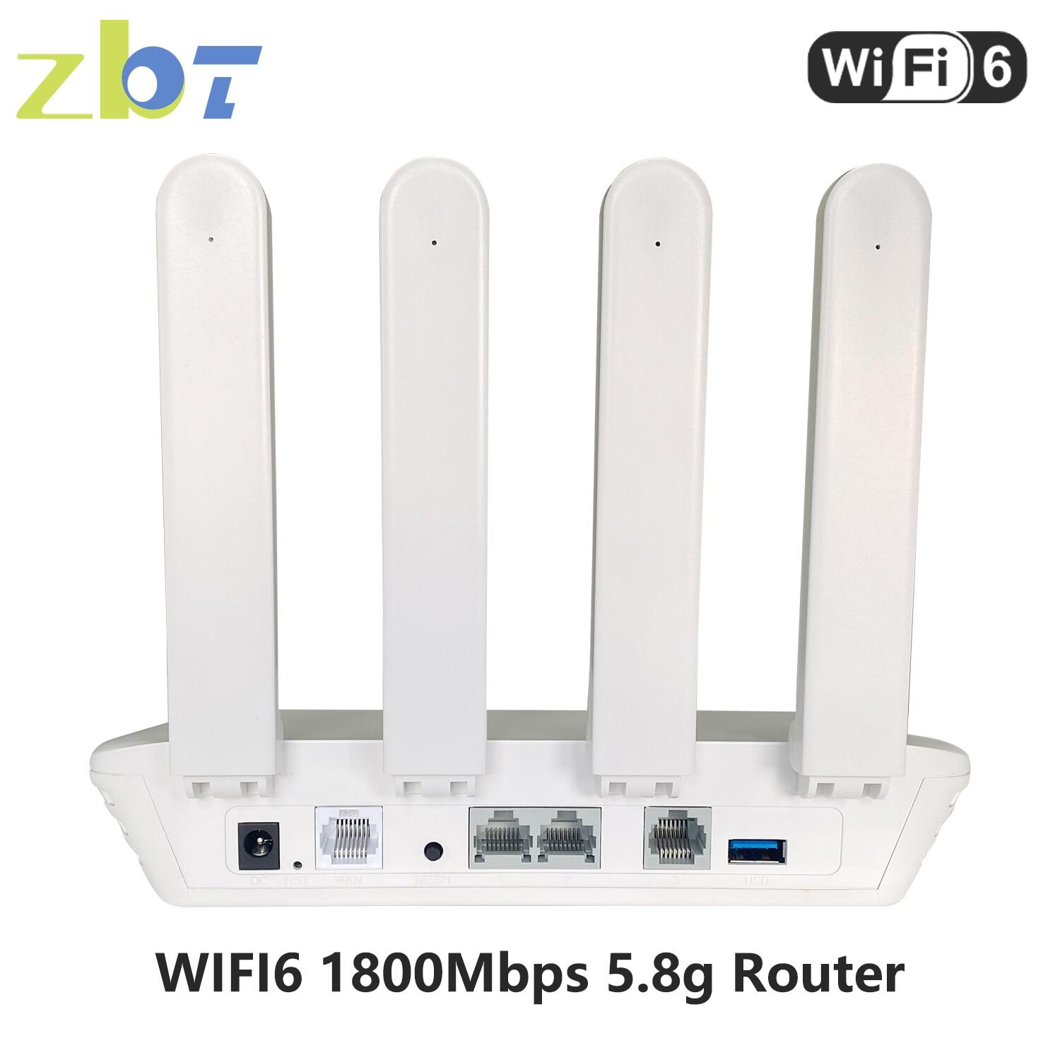 Zbt wifi6 Router 1800Mbps openwrt firmware DDR3 256Mb flash 16Mb 3 * Gigabit LAN WAN USB3.0 Wifi 6 8