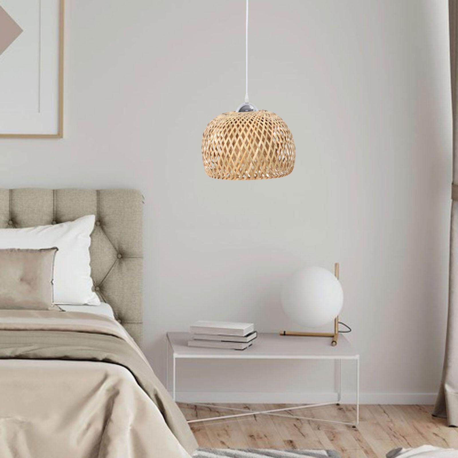Woven Bamboo Pendant light Fixture Handwoven Lampshade Japanese Style Ceiling Pendant Light for Kitchen Restaurant Bedroom