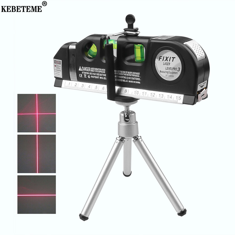 KEBETEME Thước Dây Laser Chữ Thập Tia Hồng Ngoại 4 Trong 1 Dụng Cụ Cân Mực Laser Đa Năng Kèm Thước Dây 2.5M