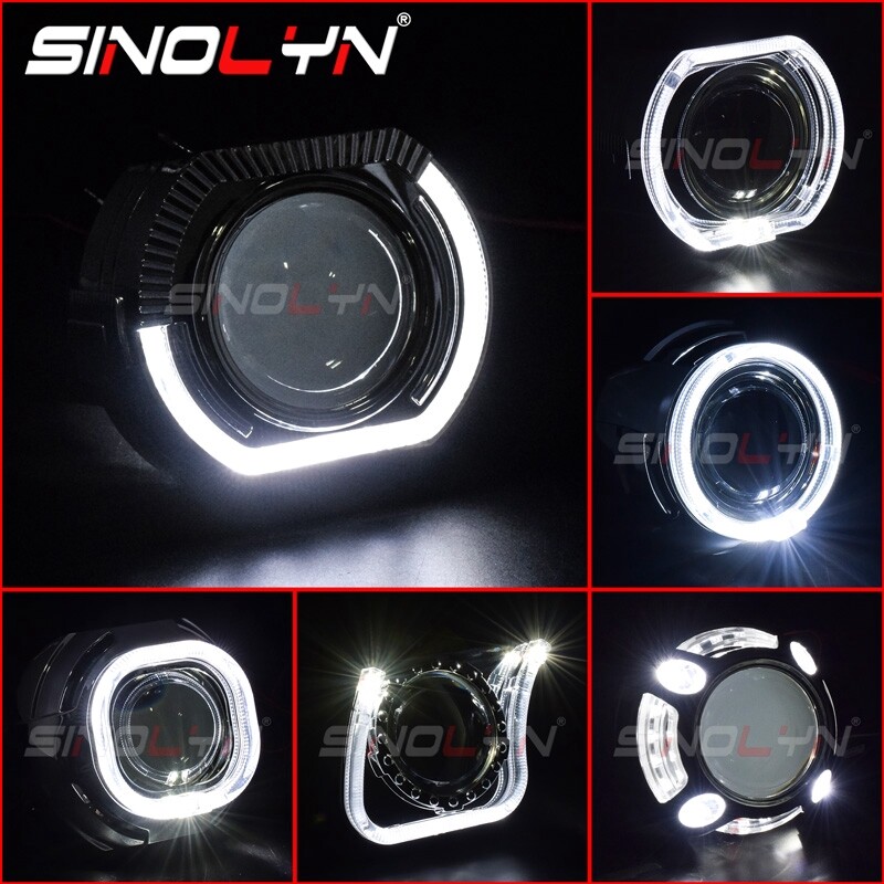 LED Angel Eyes Halo DRL Shrouds Bezels Bao Gồm Cho 3.0 ''HID Ống Kính Máy Chiếu Q5 Hella WST