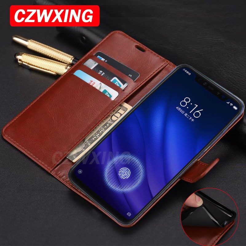 Ốp xiaomi mi 8 ốp đứng có giá đỡ điện thoại nắp gập ốp lưng xiaomi mi 8 lite mi8 lite mi8lite ốp lưng da pu