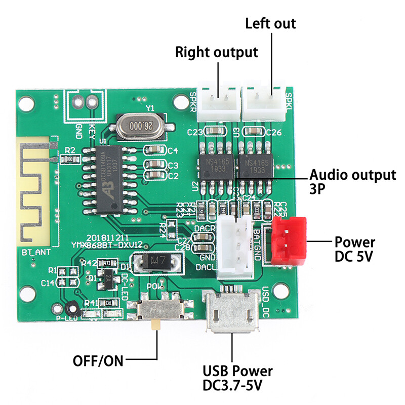 Cspp bo mạch khuếch đại bluetooth 5.0 bộ giải mã khuếch đại công suất âm thanh nổi mini 5w * 2 mô-đun âm thanh
