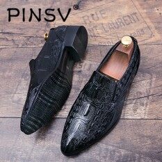 PINSV Men Genuine Leather Shoes For Business Formal Flats Luxury Style
