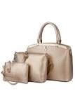(RAYA 2019) SoKaNo Trendz Luxury V Shape PU Leather Bag Set of 3 Handbeg Wanita - Gold