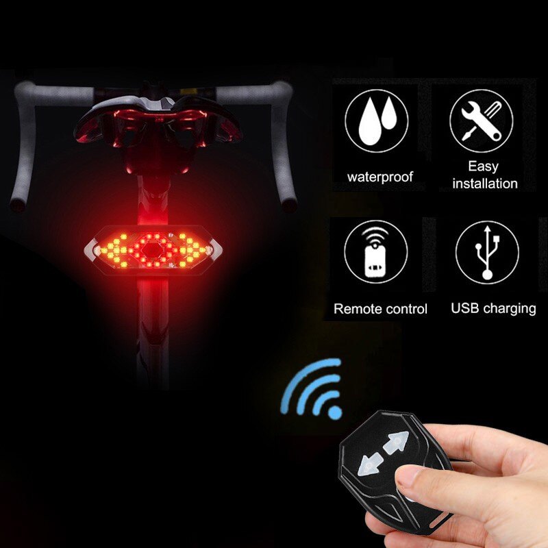 Đèn hậu 5 chế độ xe đạp chạy led sạc được bằng usb tín hiệu rẽ điều khiển từ xa xe đạp chống nước đèn cảnh báo