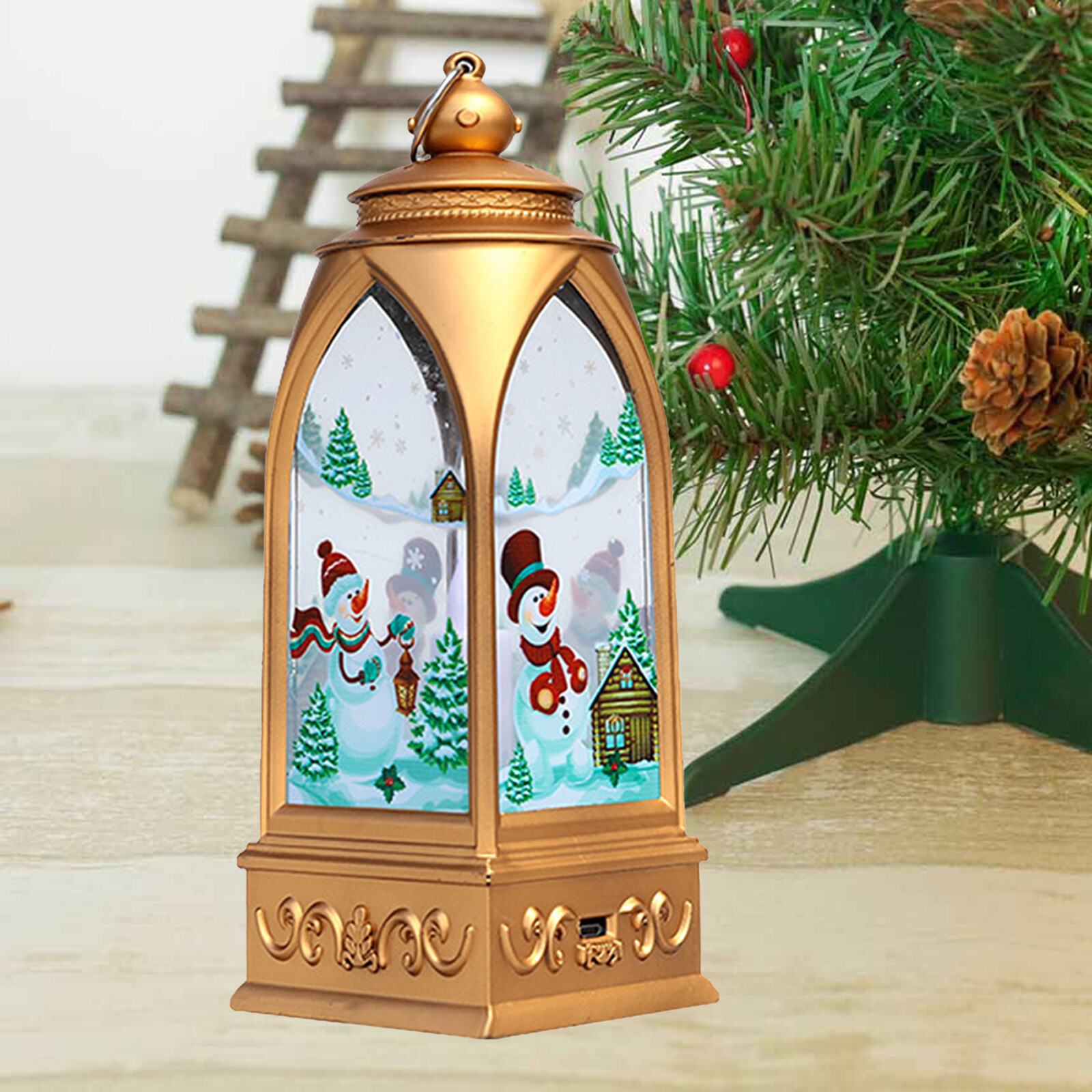 Baoblaze Đèn Lồng Giáng Sinh Trang Trí Đèn LED Up Ấm Vàng Snowman Bóng Đèn Thần Tiên Hoạt Động Bằng Pin Nai Sừng Tấm Cho Trang Trí Ngày Lễ Bên Quà Tặng Vườn
