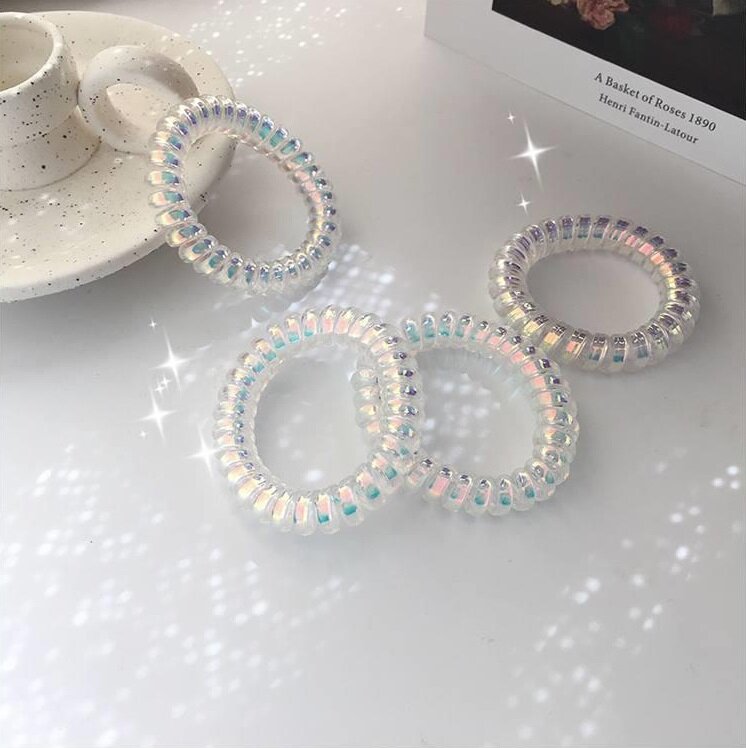 [Lady Sugar]10 Chiếc Cuộn Xoắn Ốc Cao Su Nhựa Dẻo Đàn Hồi Nhiều Màu Mỏng Nhỏ Dây Điện Thoại Dây Buộc Tóc Không Nếp Gấp Vòng Buộc Tóc Dây Buộc Tóc Cho Nữ Bán Buôn Giá Siêu Rẻ