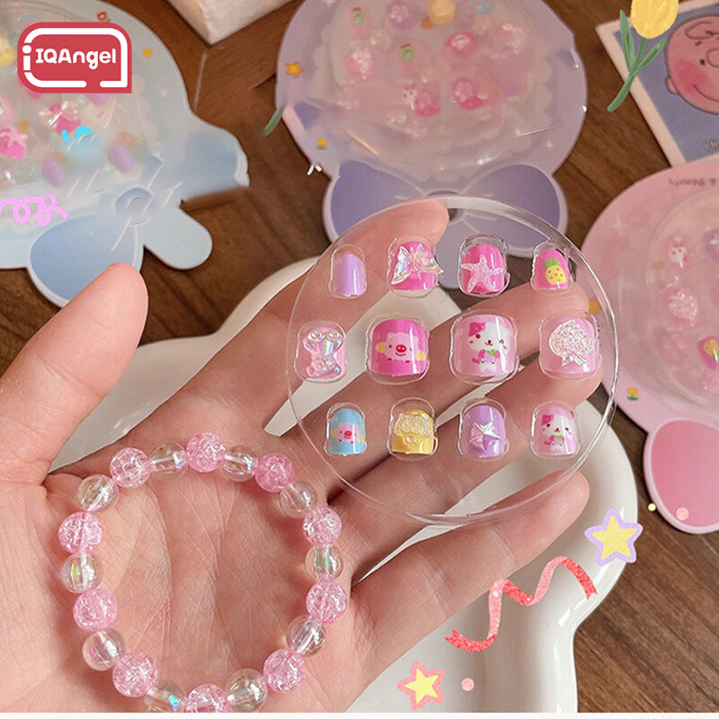 IQANGEL Children s beaded bracelet nail stickers girl baby cartoon nail