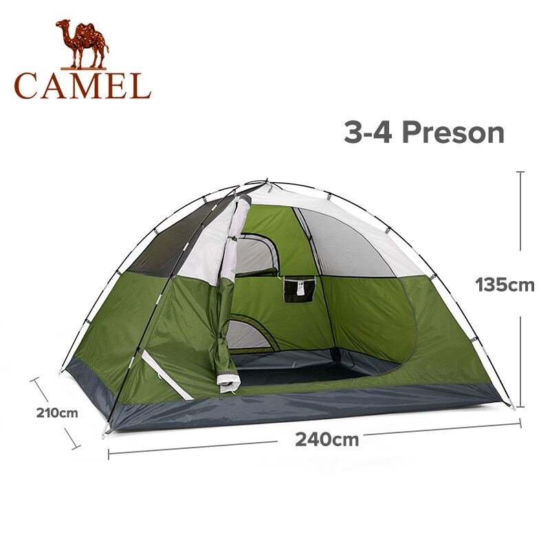 Camel outdoor 3-4 people camping tent for camping and hiking waterproof & windproof easy set-up field tent ราคา 2,350 บาท*ส่งฟรี