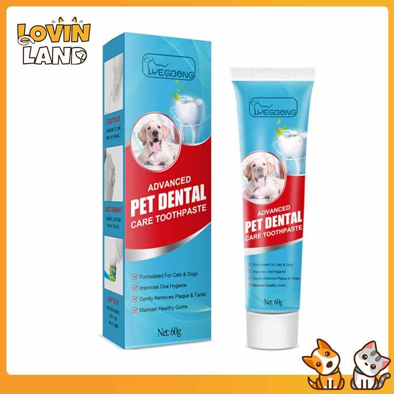 Lovinland 60g chó mèo kem đánh răng làm sạch răng hơi thở tươi mát cao răng Làm sạch mèo chăm sóc răng miệng ăn được kem đánh răng