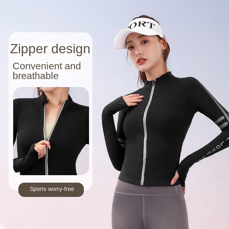 SUPERFLOWER Women's Running Fiess Sports Zipper Fast Drying Stand Collar Long Sleeve Tops Yoga Jackets_voghion.com