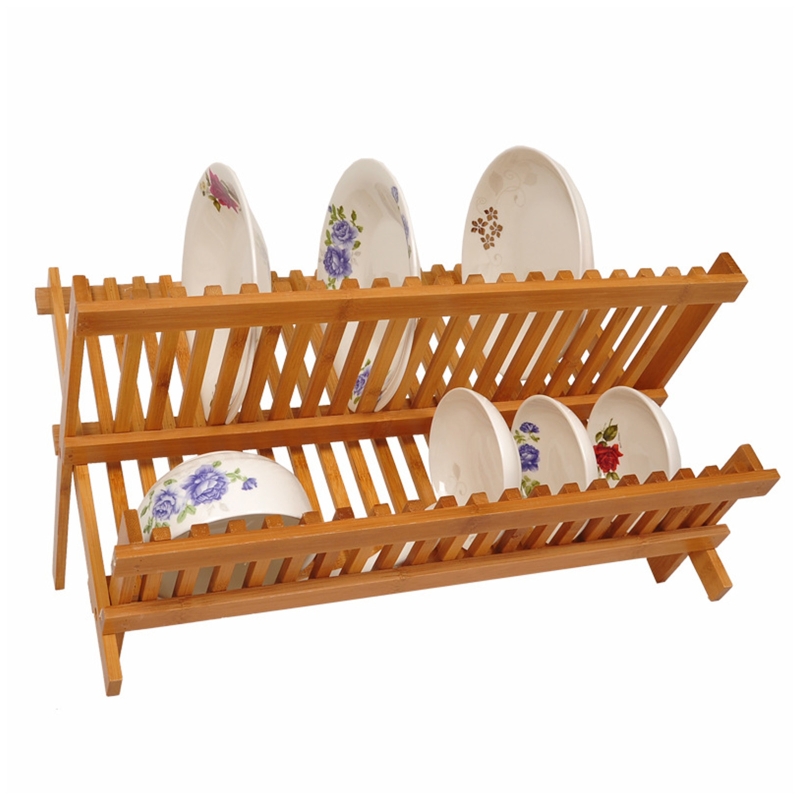 Giá để bát đĩa giá tre giá phơi bát gấp gọn 2 tầng giá phơi bát đĩa bộ giá phơi đồ dùng bằng phẳng giá để bát đĩa