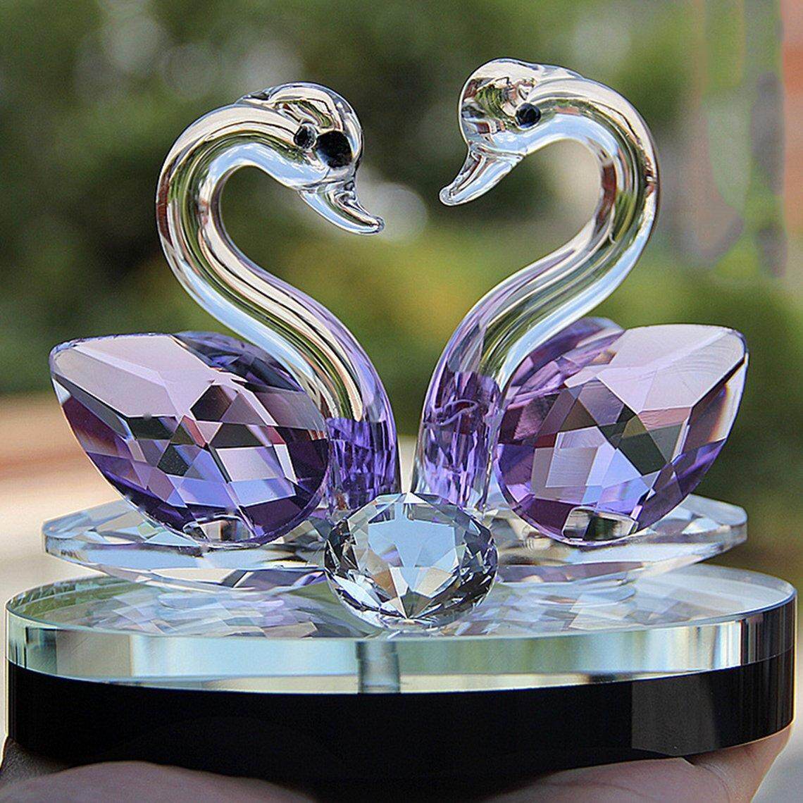 Giảm Giá Tốt Nhất Swan Crystal Glass Hình Trang Trí Chặn Giấy Phòng Khách Đồ Trang Trí Để Bàn