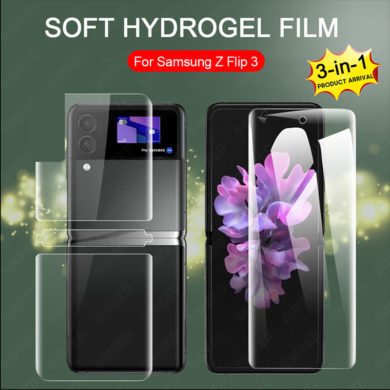 3-Trong-1, Miếng D&aacute;n Bảo Vệ Mặt Trước + Mặt Sau Cho Samsung Galaxy Z Flip 3 5G Z Fold 3 5G 2021 M&agrave;ng Hydrogel Kh&ocirc;ng Phải K&iacute;nh Cường Lực Miếng D&aacute;n Bảo Vệ M&agrave;n H&igrave;nh Cho Z Filp3 Fold3 Zfilp3 Zfold3