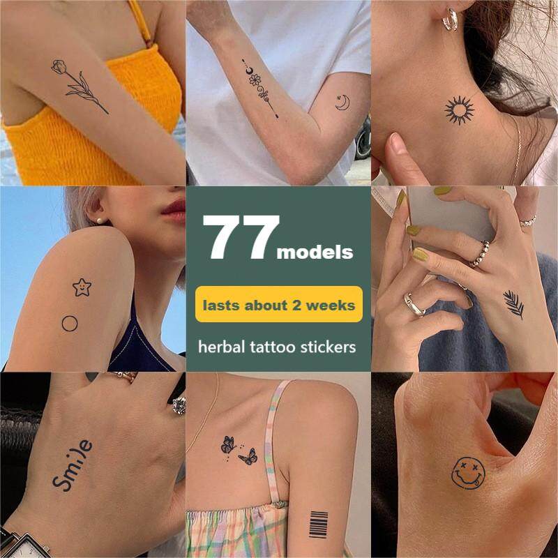 WOOLOVE 5 Sheets Herbal Juice Tattoo Stickers Non-reflective Semi-permanent  Waterproof Disposable Cute Tattoo Small Tattoo Design | Lazada PH