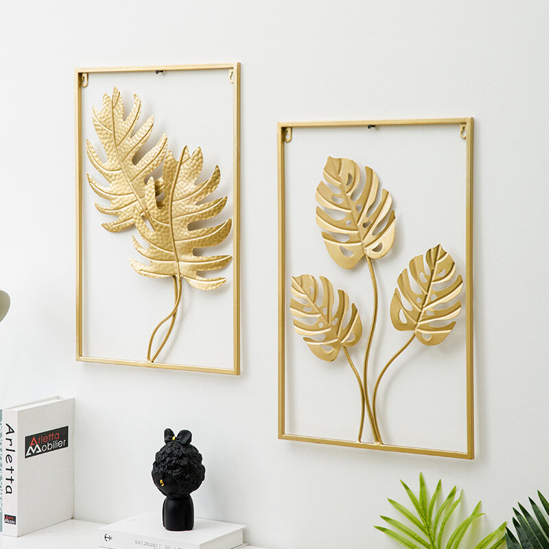 Trang Trí Tường Cây Lá Kim Loại Bắc Âu Tranh Tường Treo Tường Không Đục Lỗ Bằng Sắt Rèn, Trang Trí Nhà Phòng Ngủ Phòng Khách