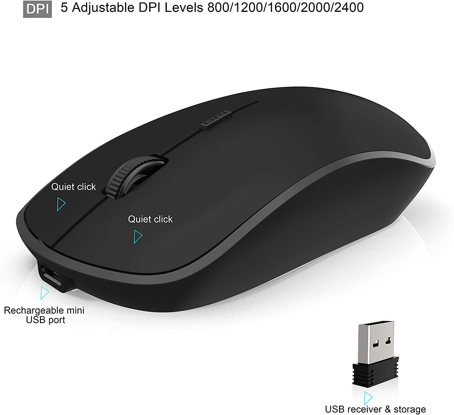 Không dây có thể sạc lại bàn phím chuột 2.4G kích thước đầy đủ mỏng