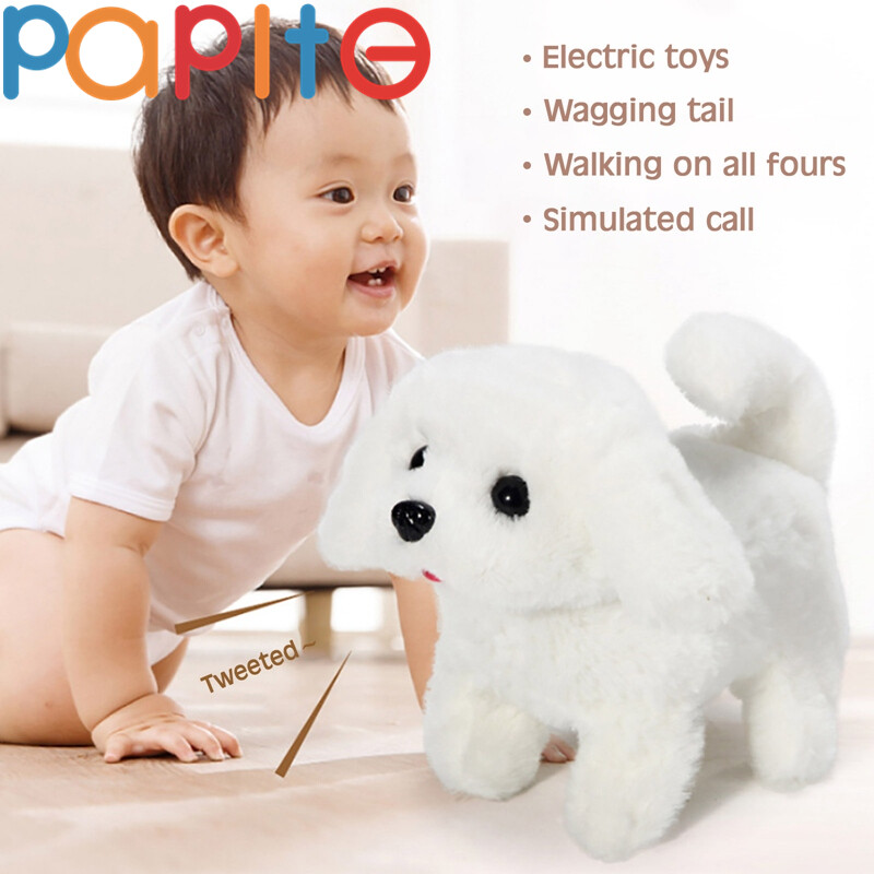 PAPITE HOT Electronic Robot Dog Lifelike Walking Barking Wagging Electric Plush Toy Teddy Robot Dog Child Toy Puppy Plush For Christmas Gift