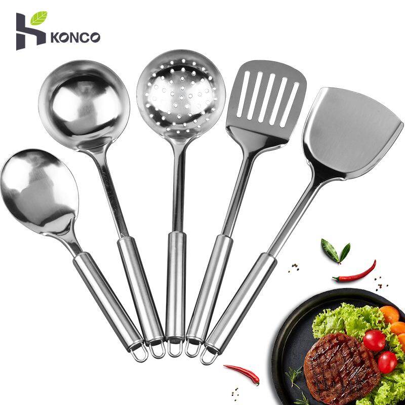 Konco Bộ 5 Món Đồ Nấu Nướng Bằng Thép Không Gỉ, Bộ Dụng Cụ Nấu Ăn Nhà Bếp, Dụng Cụ Nấu Ăn Bằng Thép Không Gỉ Muỗng Rây Lọc Xẻng Xúc