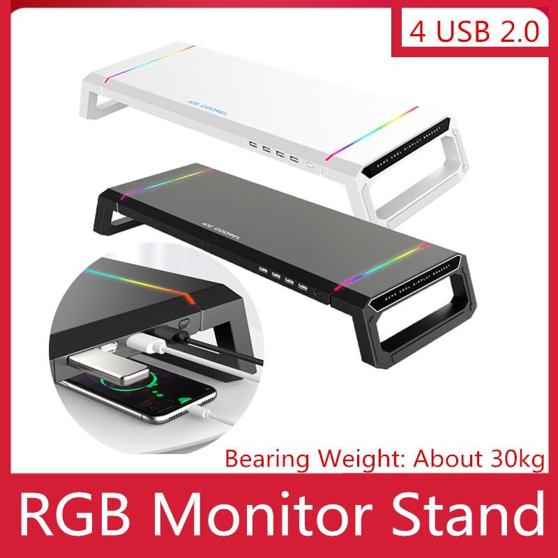 RGB ขาตั้งจอ4 USB 2.0ชาร์จกล่องจัดระเบียบโต๊ะวงเล็บคอมพิวเตอร์ผู้ถือ Keyboard Riser Подставка Для Ноутбука