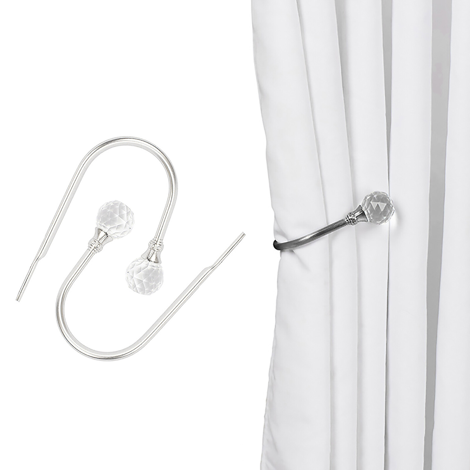 2 chiếc móc treo rèm hình chữ u thông dụng móc treo rèm quả cầu pha lê móc treo rèm bằng kim loại móc treo rèm gắn tường móc treo rèm bằng kim loại trang trí nhà cửa bền, chắc, mịn, phòng ngủ, phòng khách